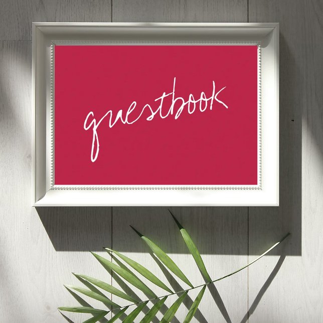 Modern Script Viva Magenta Minimalistic Wedding Poster (Creator Uploaded)