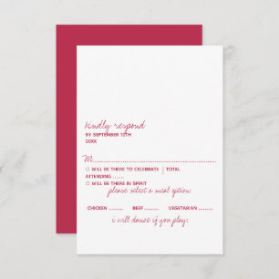 Modern Script Viva Magenta Minimalistic Wedding RSVP Card