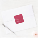 Modern Script Viva Magenta Minimalistic Wedding Square Sticker<br><div class="desc">Celebrate in style with these modern and very trendy wedding stickers. This design is easy to personalise with your special event wording and your guests will be thrilled when they receive these fabulous stickers. Matching items can be found in the collection.</div>