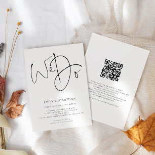 Modern Script We Do QR Code Simple Wedding Invitat Invitation