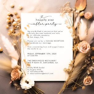 Modern Script We Eloped Photo Wedding Reception Invitation