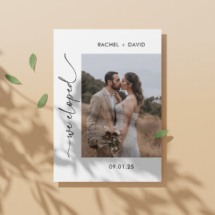Modern Script We Eloped Photo Wedding Reception Invitation