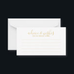 Modern Script Wedding Advice and Wishes<br><div class="desc">Modern Script White and Gold Wedding Advice and Wishes Card
featuring title in gold modern calligraphy font style with details in modern sans serif font style.

Please note: The foil details are simulated in the artwork. No actual foil will be used in the making of this product.</div>