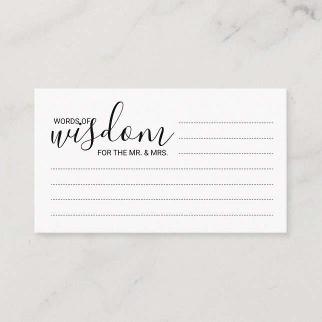Modern Script Wedding Advice and Wishes Card (Front)