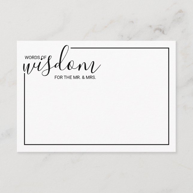 Modern Script Wedding Advice and Wishes Card (Front)