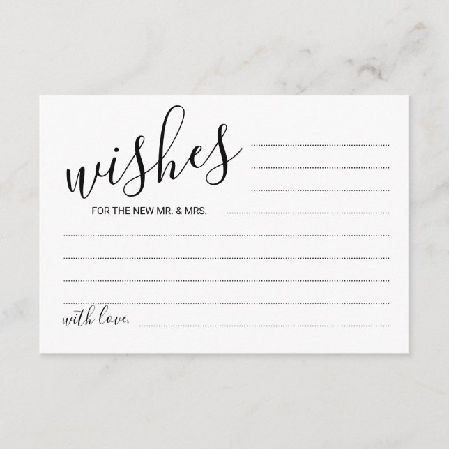 Modern Script Wedding Advice and Wishes Card (Front)