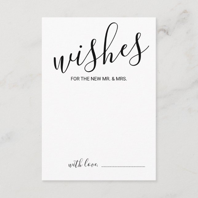 Modern Script Wedding Advice and Wishes Card (Front)