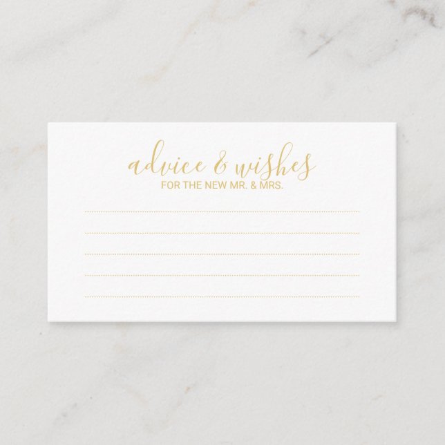 Modern Script Wedding Advice and Wishes Card (Front)