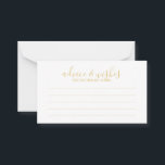 Modern Script Wedding Advice and Wishes Card<br><div class="desc">Modern Script White and Gold Wedding Advice and Wishes Card
featuring title in gold modern calligraphy font style with details in modern sans serif font style.

Please note: The foil details are simulated in the artwork. No actual foil will be used in the making of this product.</div>