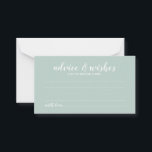 Modern Script Wedding Advice and Wishes Card<br><div class="desc">Add a personal touch to your wedding with an elegant wedding advice and wishes card. This advice card features title in white modern script font style and details in white modern sans serif font style on sage green background. Perfect for wedding, baby shower, birthday party, bridal shower, bachelorette party and...</div>