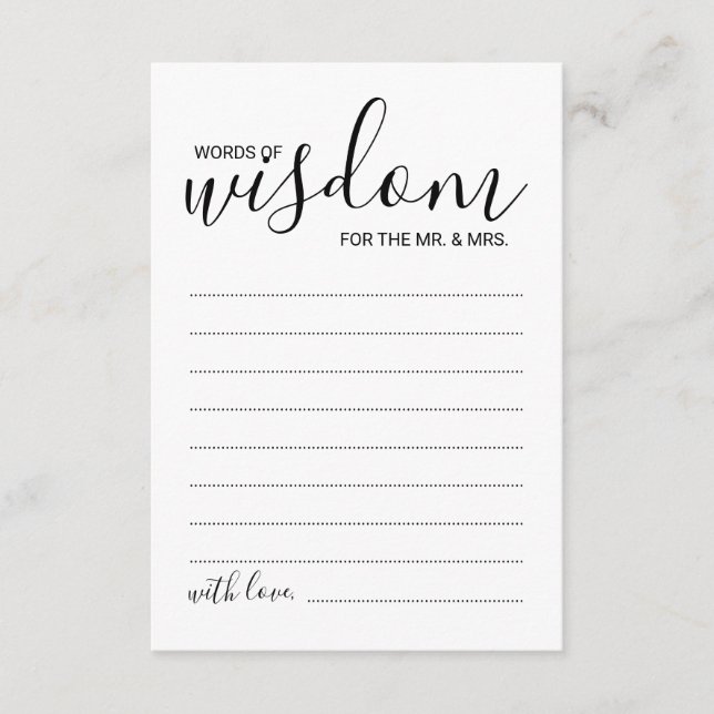 Modern Script Wedding Advice and Wishes Card (Front)