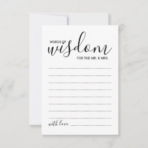 Modern Script Wedding Advice and Wishes Card