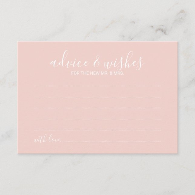 Modern Script Wedding Advice and Wishes Card (Front)