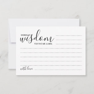Modern Script Wedding Advice and Wishes Card
