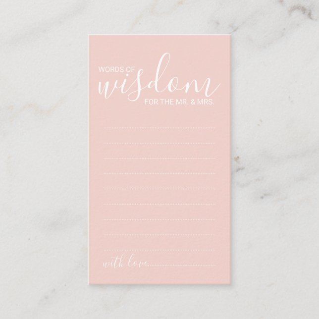 Modern Script Wedding Advice and Wishes Card (Front)