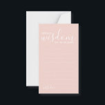 Modern Script Wedding Advice and Wishes Card<br><div class="desc">Add a personal touch to your wedding with a modern script wedding advice and wishes card. This advice card features title 'words of wisdom' with details in white script and sans serif font style on blush pink background. Perfect for wedding, baby shower, birthday party, bridal shower, bachelorette party and any...</div>