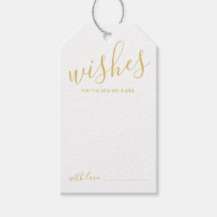 Modern Script Wedding Advice and Wishes Gold Gift Tags