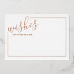 Modern Script Wedding Advice and Wishes Rose Gold<br><div class="desc">Add a personal touch to your wedding with a modern script wedding advice and wishes card. This advice card features title in real rose gold foil modern calligraphy font style and details in real rose gold foil modern sans serif font style with black border on white background. Perfect for wedding,...</div>