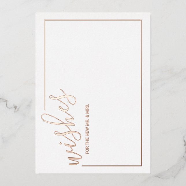 Modern Script Wedding Advice and Wishes Rose Gold (Front)