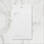 Modern Script Wedding Advice and Wishes Silver Gift Tags<br><div class="desc">Add a personal touch to your wedding with a modern script wedding advice and wishes tag card. This advice card features title 'Wishes' in real silver foil modern script font style and details in modern sans serif font style on white background. Perfect for wedding, baby shower, birthday party, bridal shower,...</div>