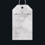 Modern Script Wedding Advice & Wishes White Marble Gift Tags<br><div class="desc">Modern Script Wedding Advice and Wishes White Marble Tag Card
featuring title in grey modern script font with details in grey modern sans serif font on white marble background.</div>
