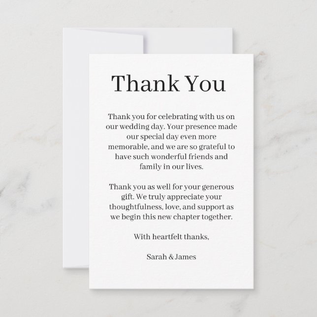 Modern Script Wedding Appreciation Card (Front)