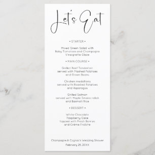 Modern Script Wedding Bridal Shower Menu