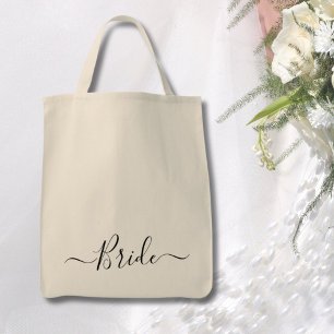modern script wedding Bride Tote Bag