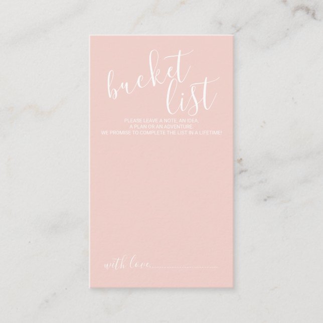 Modern Script Wedding Bucket List Advice Card (Front)