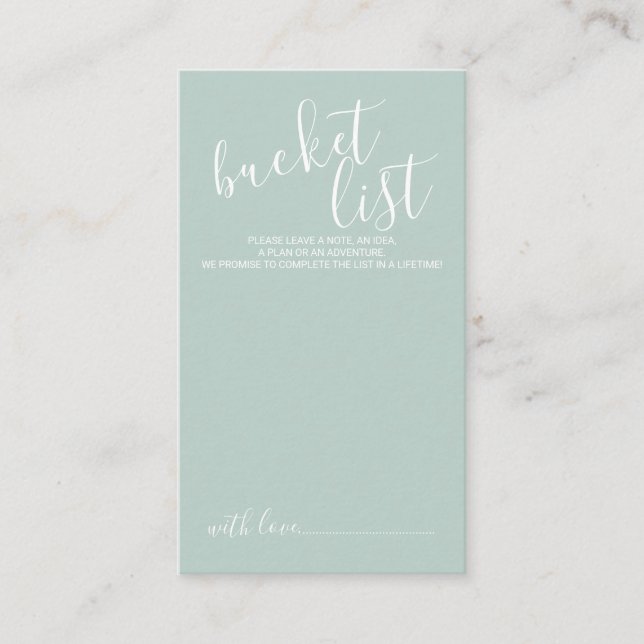 Modern Script Wedding Bucket List Advice Card (Front)