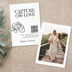 Modern Script Wedding Capture The Love QR Code Enclosure Card
