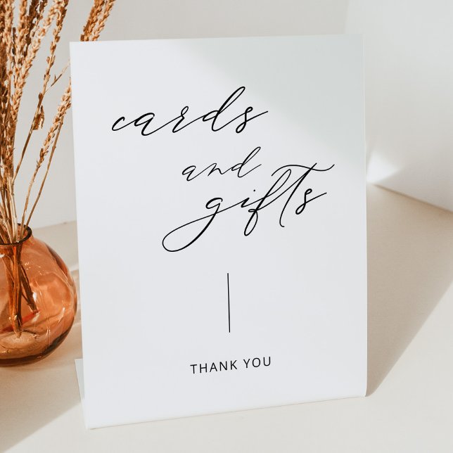 Modern Script Wedding Cards and Gifts Pedestal Sign (Creator Uploaded)