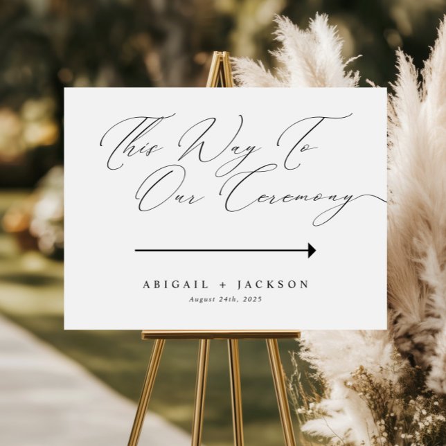 Modern Script Wedding Ceremony Direction This Way Poster (Creator Uploaded)