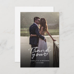 Modern Script Wedding Day Photo Thank You Card