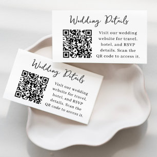 Modern Script Wedding Details QR Card