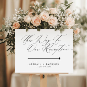 Modern Script Wedding Direction Reception This Way Poster