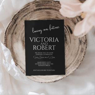 Modern Script Wedding Engagement Black Quote Invitation