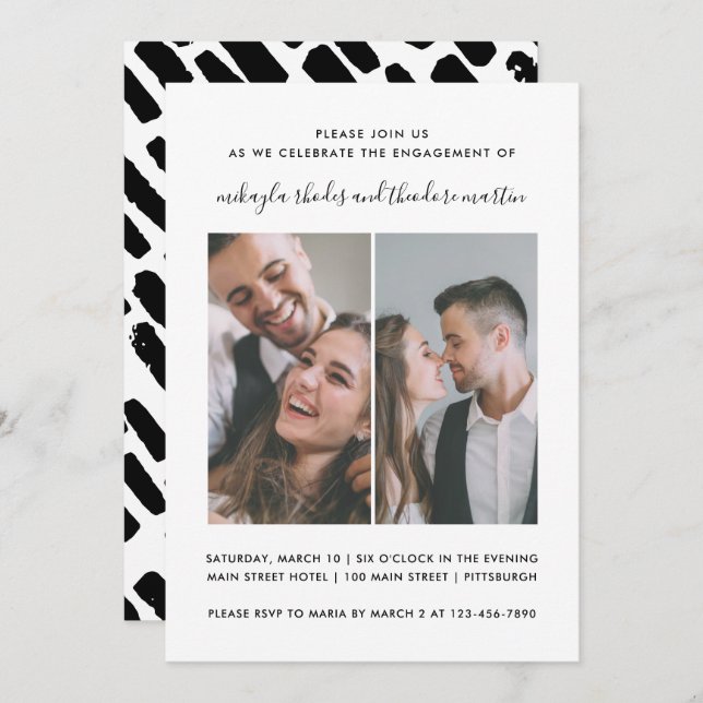 Modern Script Wedding Engagement Photo Invitation (Front/Back)