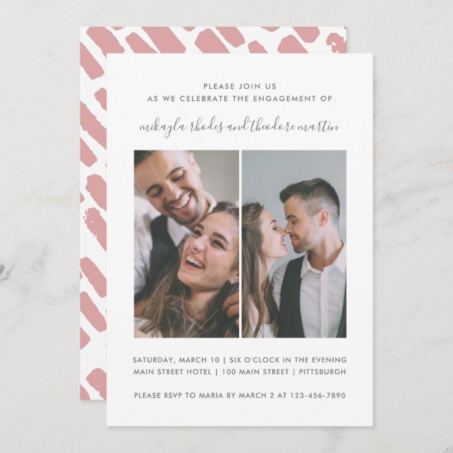 Modern Script Wedding Engagement Photo Invitation (Front/Back)