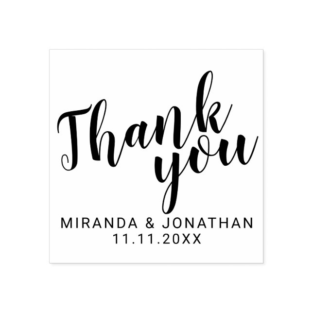 Modern Script Wedding Favour Thank You Rubber Stamp (Imprint)