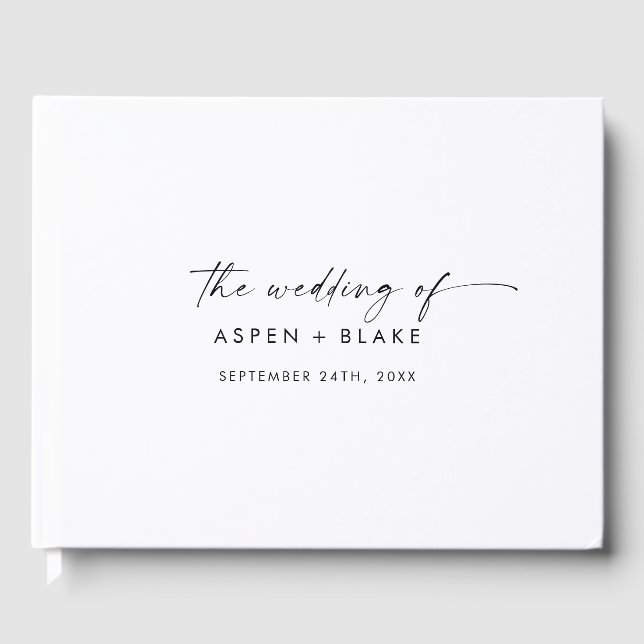 Modern Script Wedding Guest Book (Front)