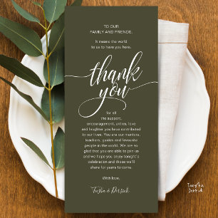 Modern Script Wedding Guest Dinner Thank You Card