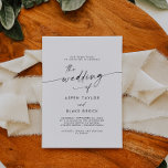 Modern Script Wedding Invitation<br><div class="desc">This modern script wedding invitation is perfect for a minimalist wedding. The simple black and white design features unique industrial lettering typography with modern boho style. Customisable in any colour. Keep the design minimal and elegant,  as is,  or personalise it by adding your own graphics and artwork.</div>