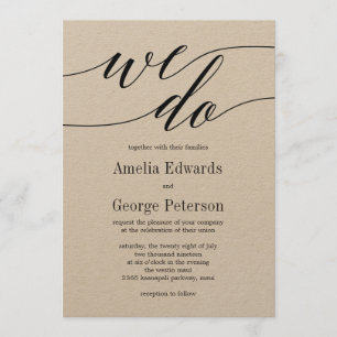 Modern Script Wedding Invitation Kraft