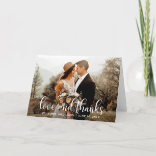 Modern Script Wedding Love and Thanks Folded Thank You Card