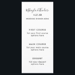 Modern Script Wedding Menu Card Solid Colour Back<br><div class="desc">Black and White Modern Script Wedding Menu Card with Elegant Solid Black Back of Card.</div>