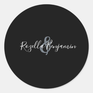Modern script wedding minimal  classic round stick classic round sticker