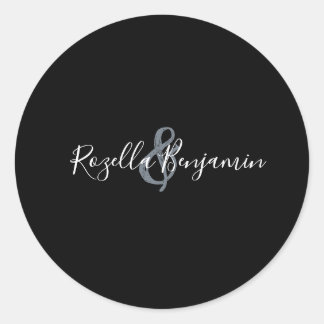 Modern script wedding minimal  classic round stick classic round sticker