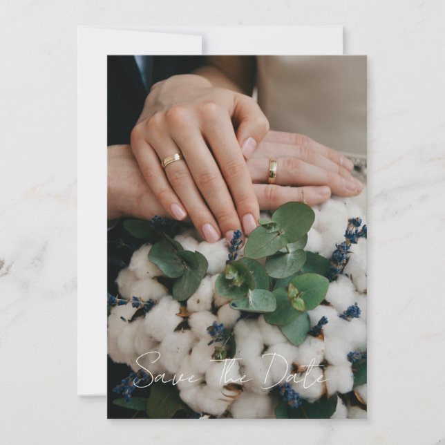 Modern Script Wedding Photo Save The Date (Front)