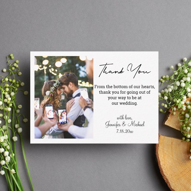 modern script wedding photo thank you chic card (Creator Uploaded)